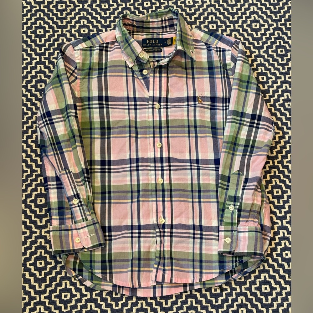 EUC Ralph Lauren Polo madras plaid button down shirt
